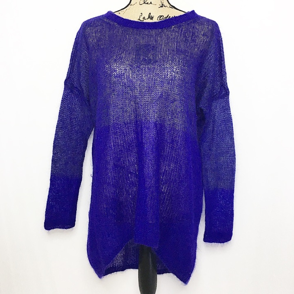 Eileen Fisher Knit Color Block Fuzzy Sweater - image 1